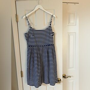 J. Crew Navy and White Striped Sundress